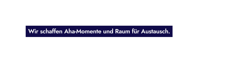 Wir schaffen Aha Momente und Raum für Austausch